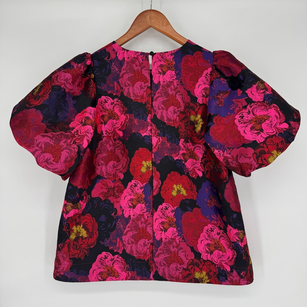 Tuckernuck Pomander Place Camellia Jacquard Lyla Blouse Red Pink Size M - Picture 3 of 12